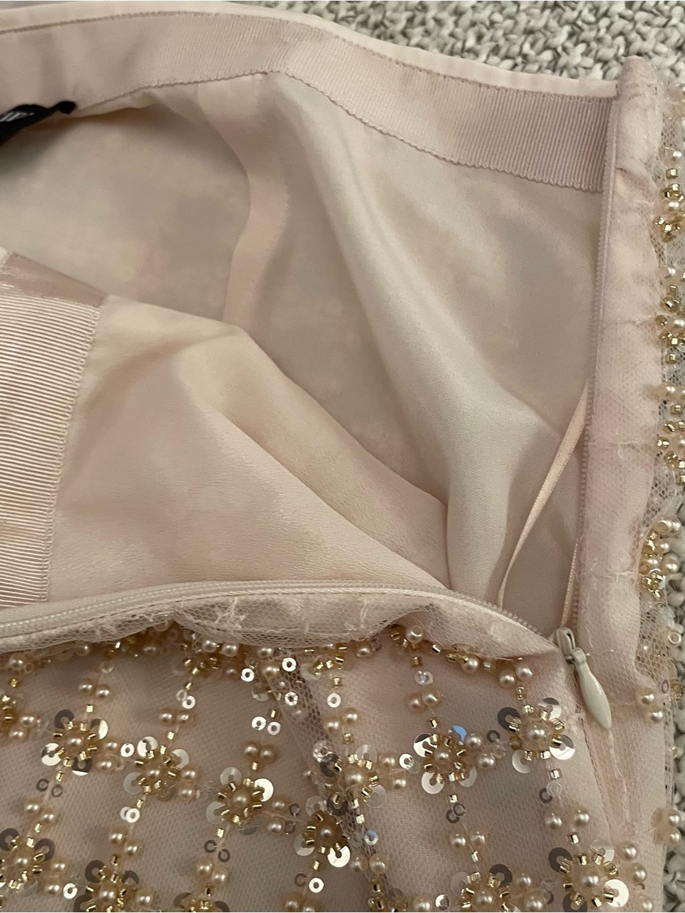 J. Crew Blush Pink Beaded Floral Embellished Skirt - Picture 4 of 6